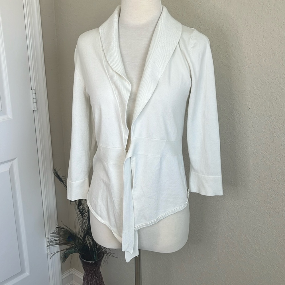 Premise Studio, white tie sweater with collar size: Large